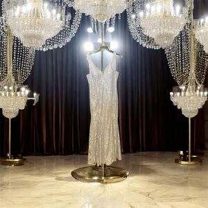 NWT Glamorous Silver Evening Maxi Dress Discontinued Style